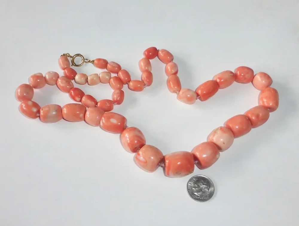 Antique Pink Coral Large Bead Ethnic Necklace - image 4