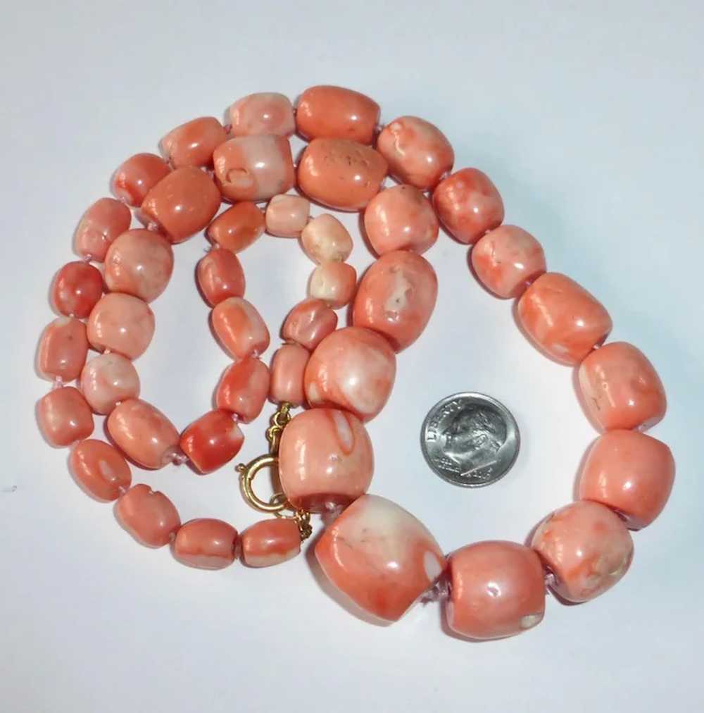 Antique Pink Coral Large Bead Ethnic Necklace - image 8