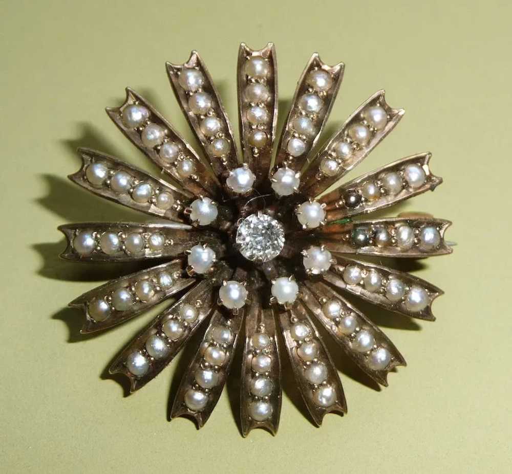 Antique Victorian 10k Rose Gold Pearl Diamond Sta… - image 8