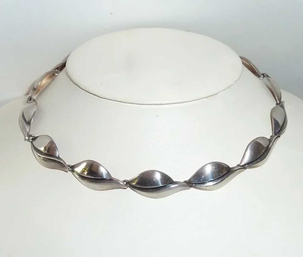 Modernist Denmark Sterling Necklace & Earrings - image 4