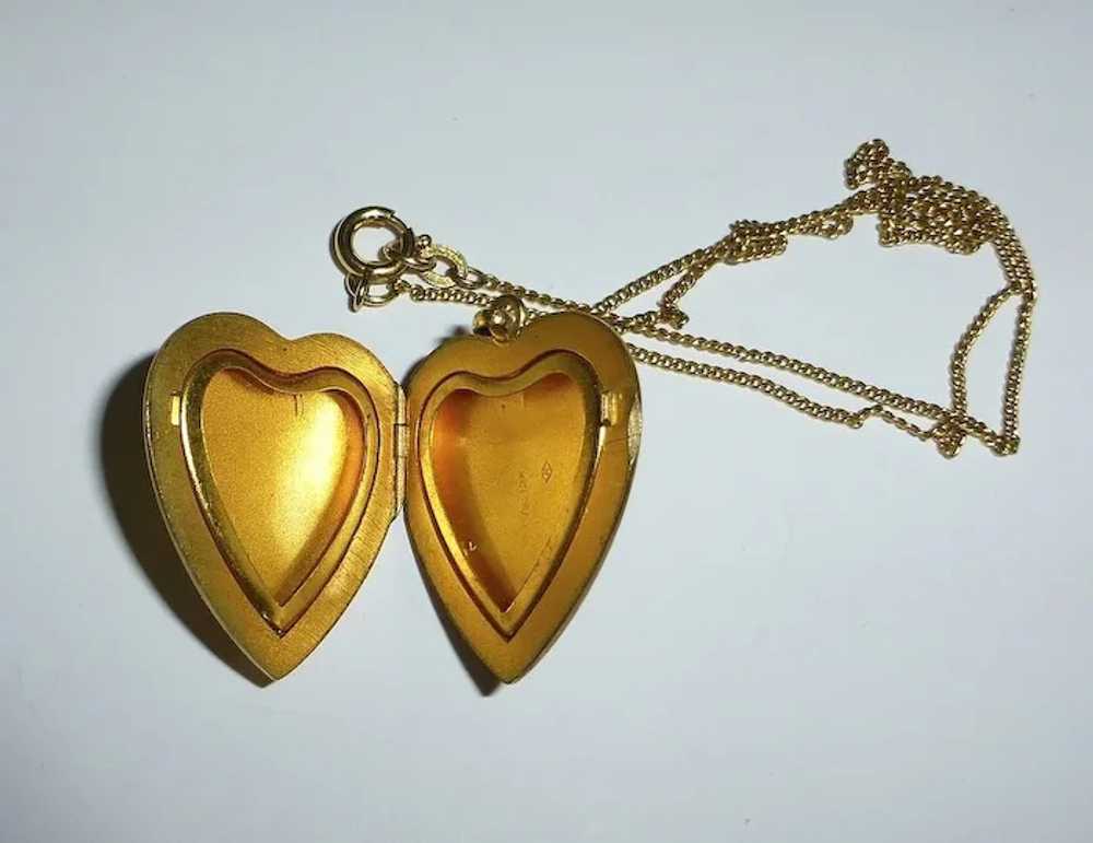 Gold Filled Engraved Heart Locket & Chain - image 5