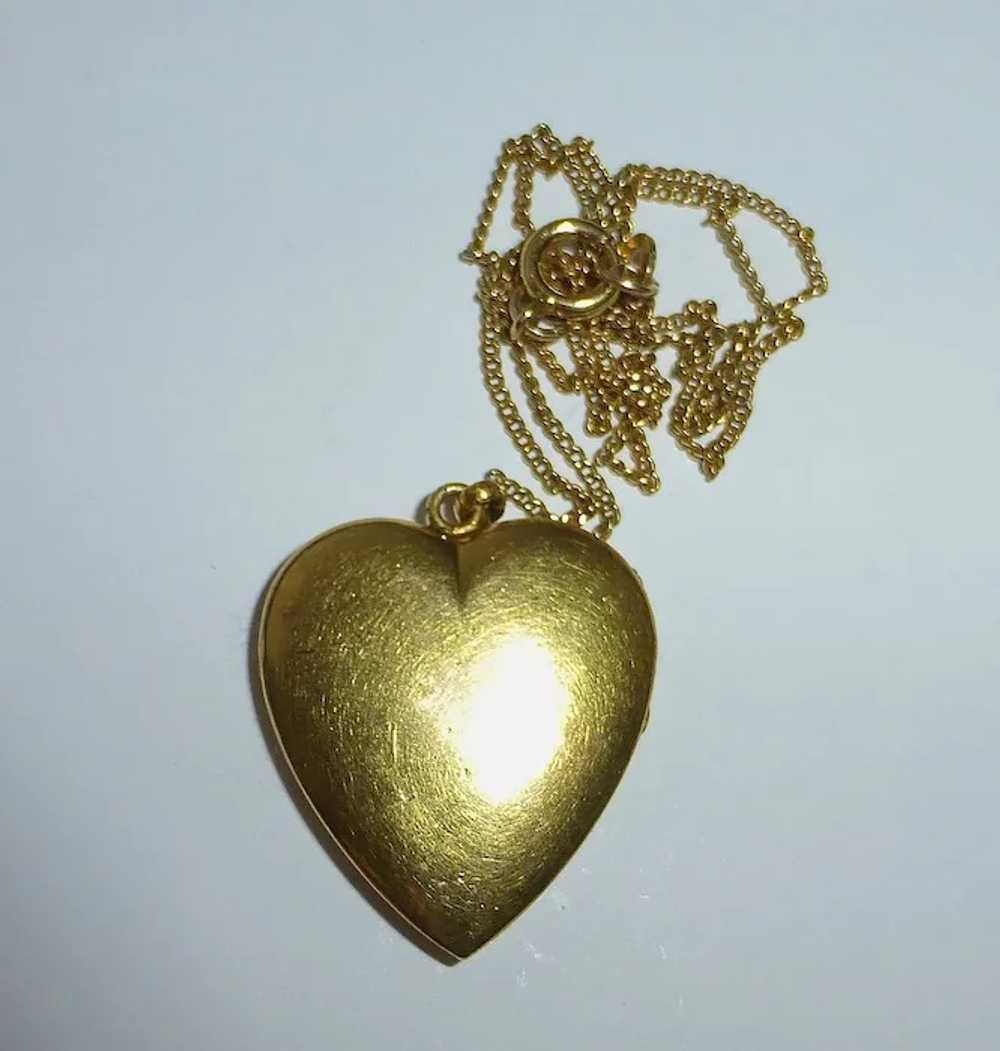 Gold Filled Engraved Heart Locket & Chain - image 6
