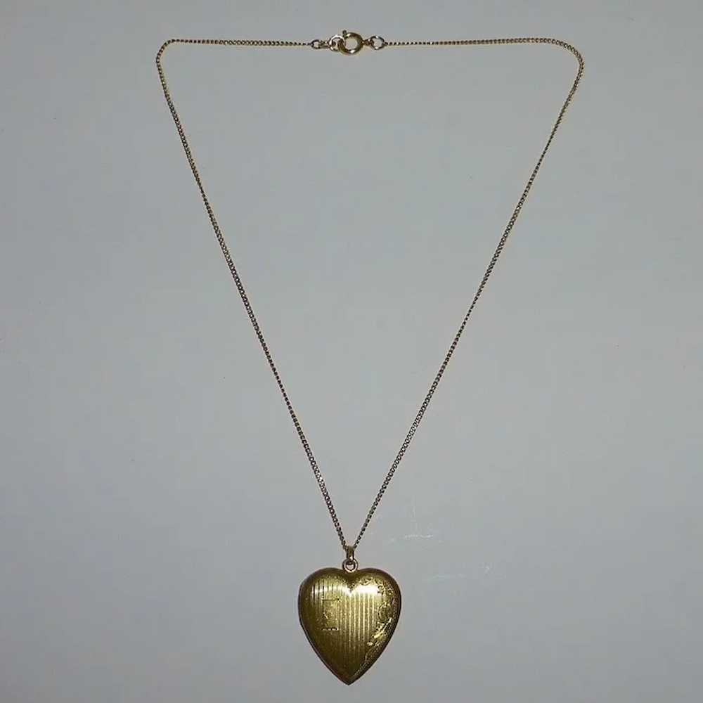 Gold Filled Engraved Heart Locket & Chain - image 8