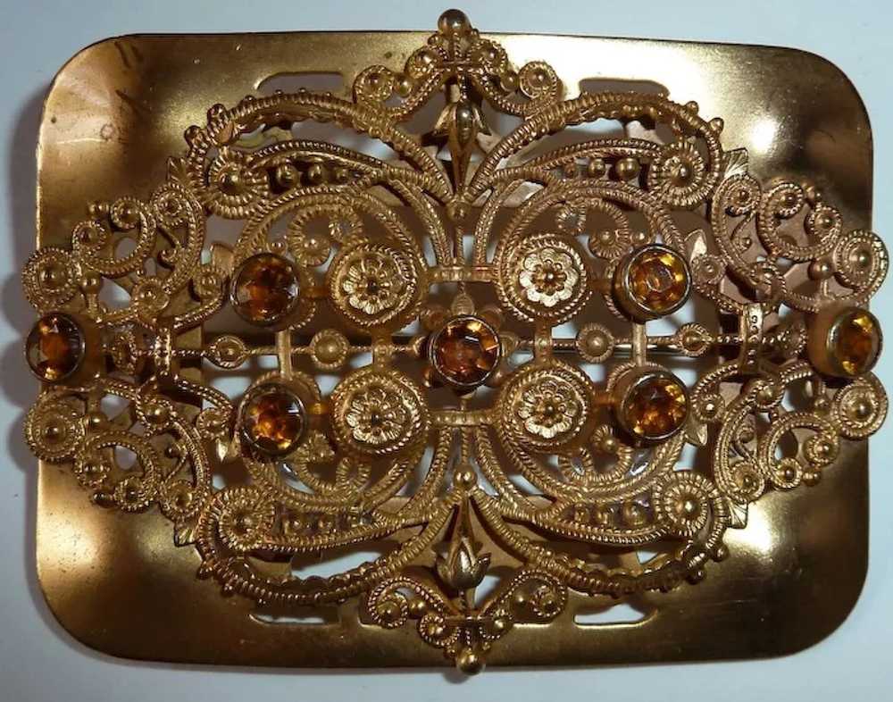 Antique Victorian Gilt Brass Filigree & Embossed … - image 3