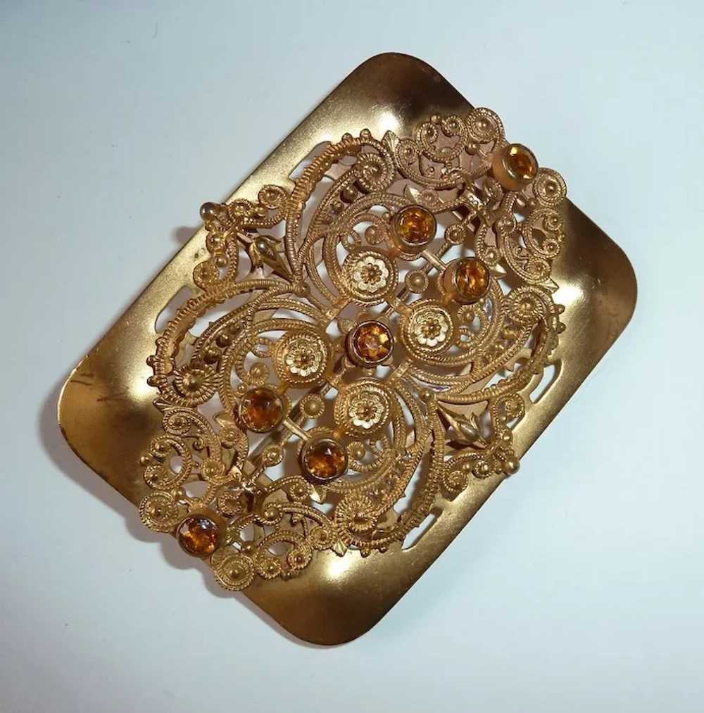 Antique Victorian Gilt Brass Filigree & Embossed … - image 5