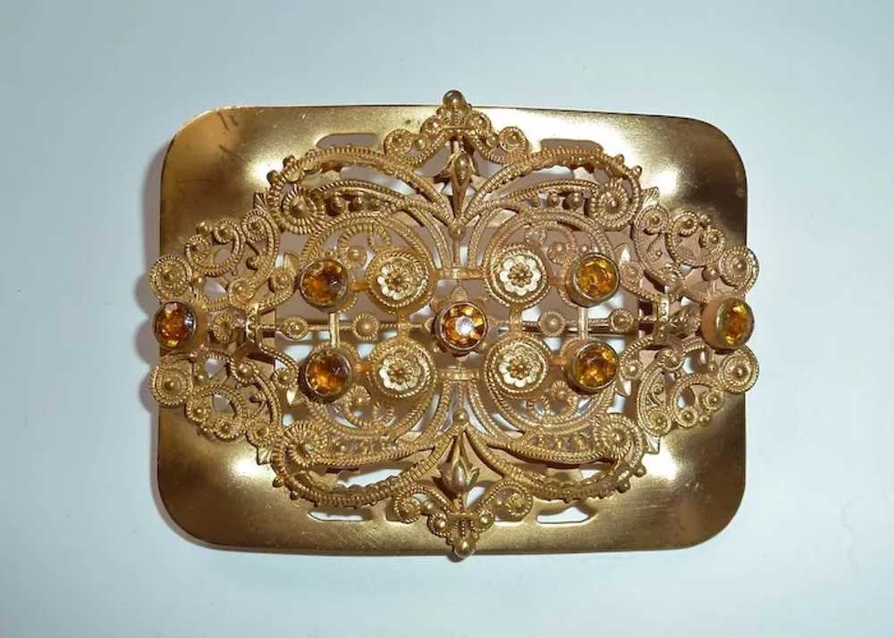 Antique Victorian Gilt Brass Filigree & Embossed … - image 8