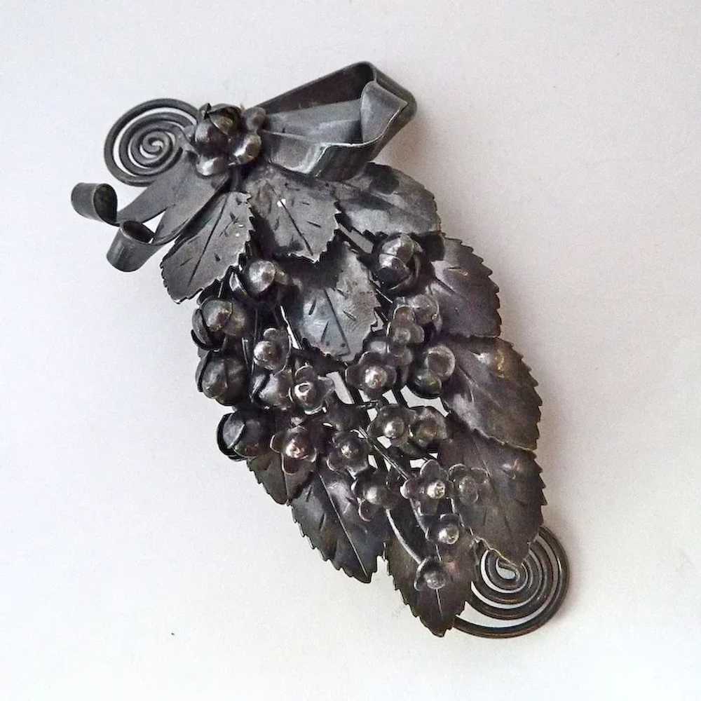 Hobe Sterling Intricate Layered Floral Spray Pin - image 2