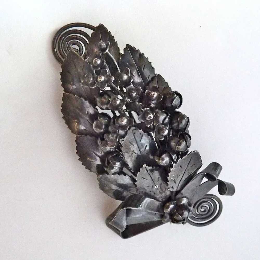 Hobe Sterling Intricate Layered Floral Spray Pin - image 5