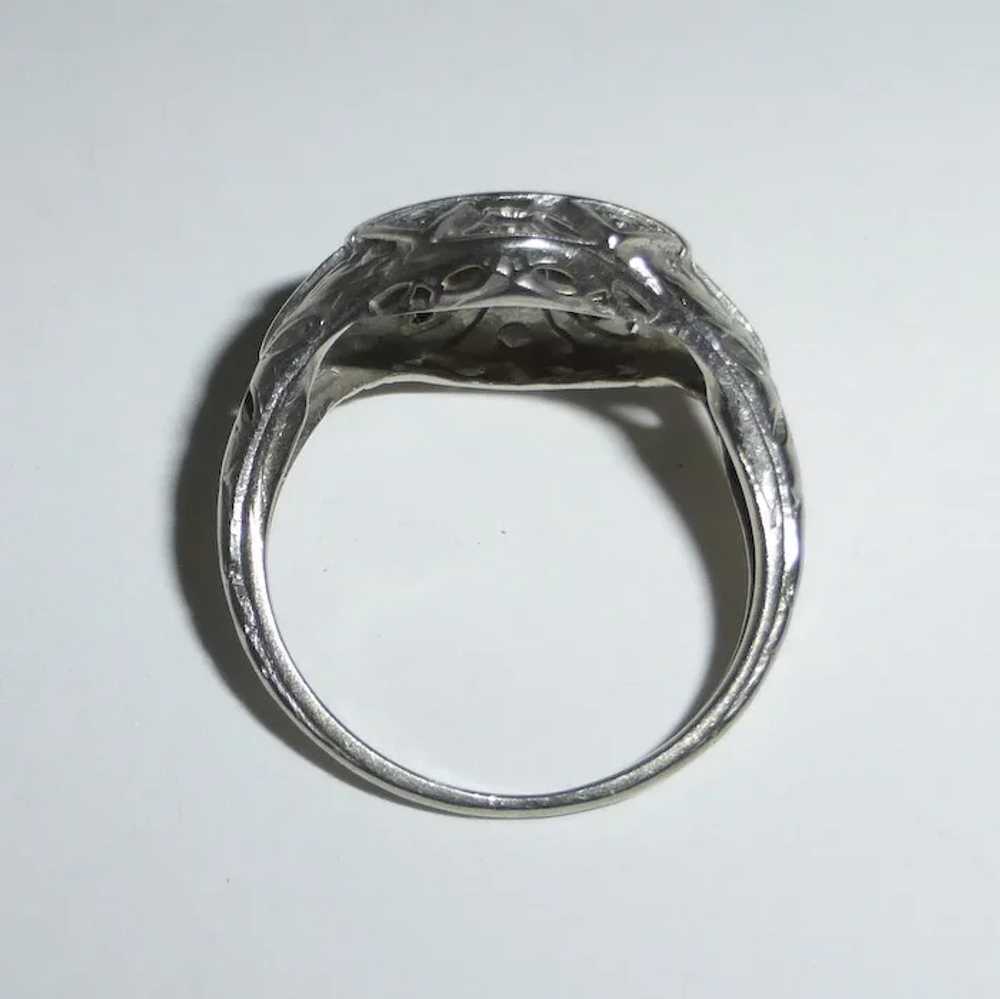 Art Deco 18k White Gold Diamond Ring - image 5