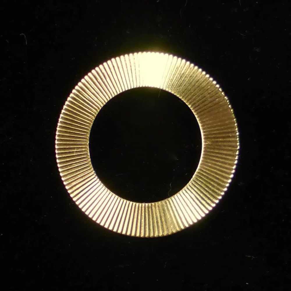 14k Op Art Line Textured A&Z Circle Pin - image 2