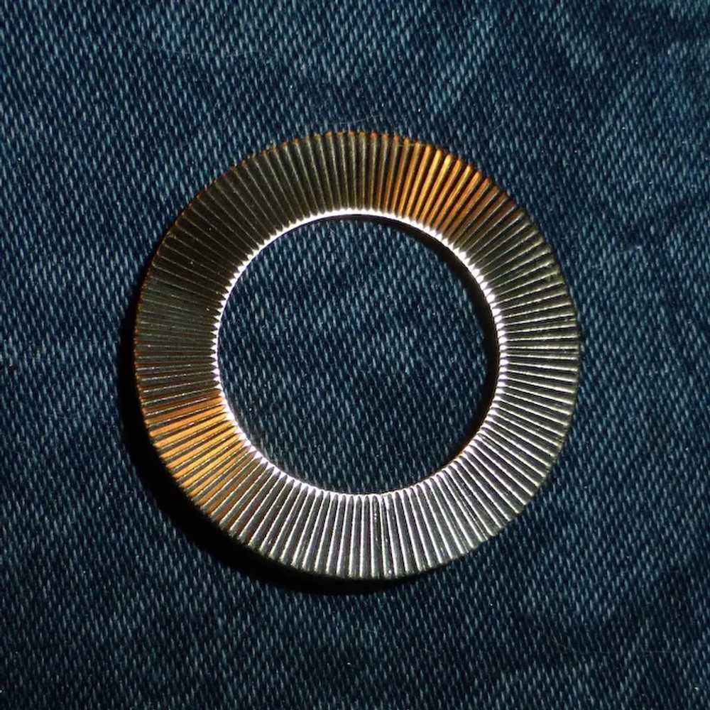 14k Op Art Line Textured A&Z Circle Pin - image 5