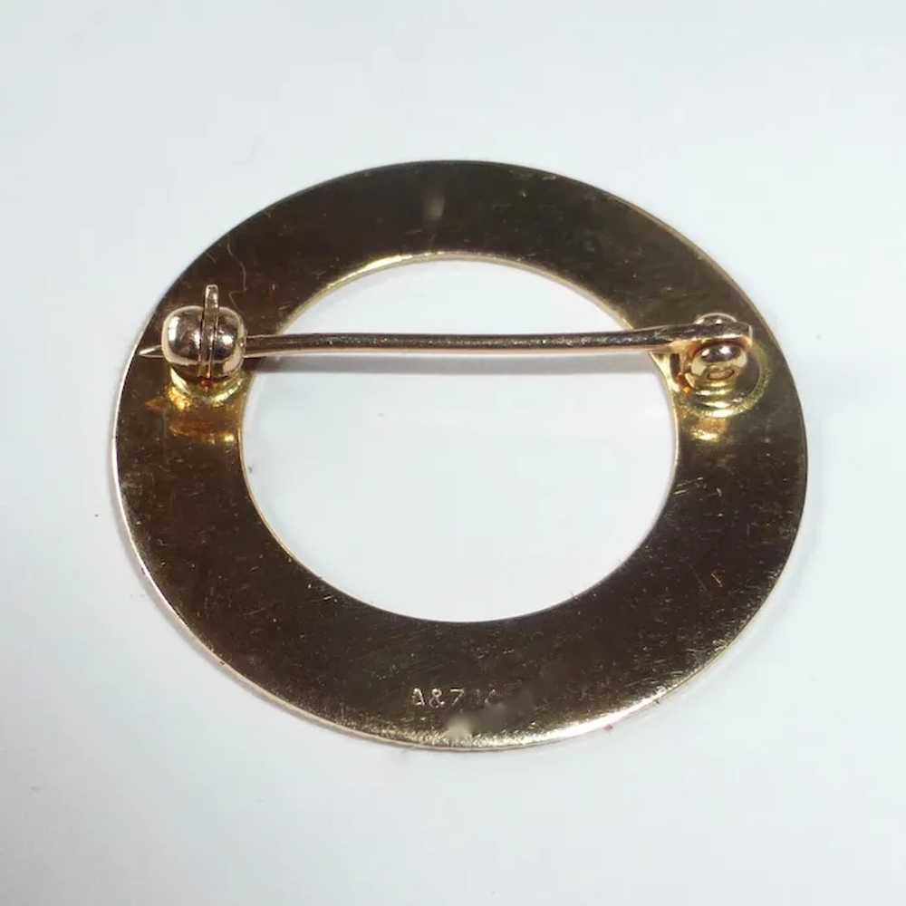 14k Op Art Line Textured A&Z Circle Pin - image 6