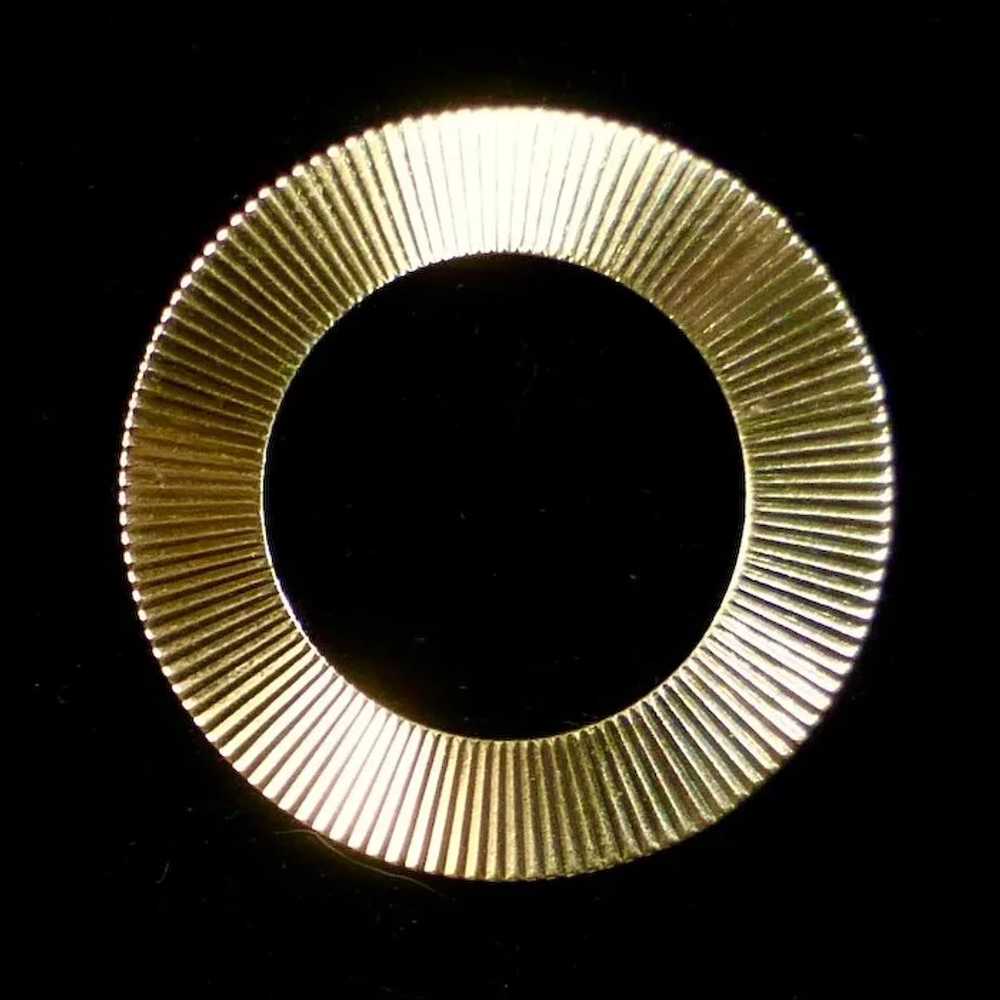 14k Op Art Line Textured A&Z Circle Pin - image 8