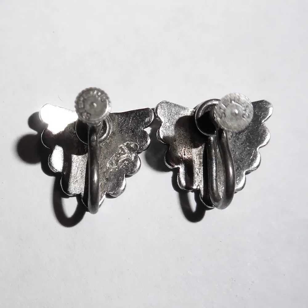 Art Deco Sterling & Marcasite Shield Earrings - image 8