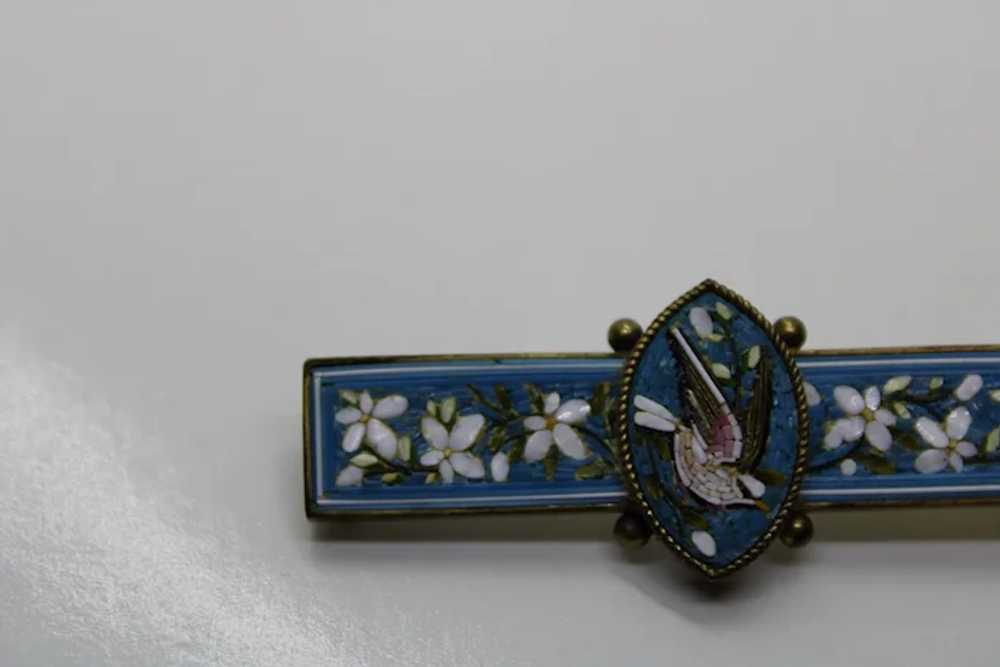 Micro Mosaic Birds and Flowers Gilded Brooch - image 5