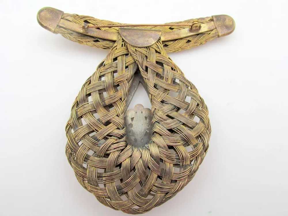 Very Early Woven and Paste Brooch - image 4