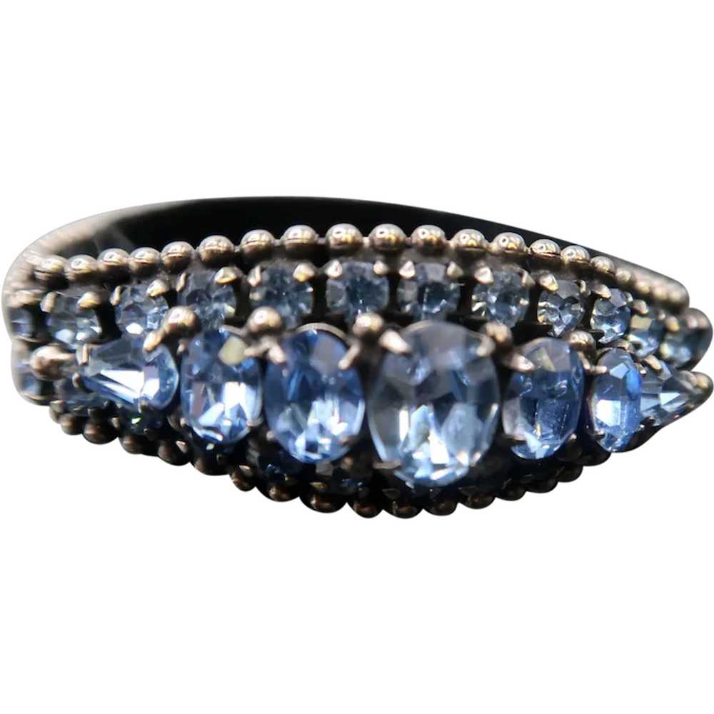 Exquisite Kramer of New York Blue Rhinestone Brac… - image 1