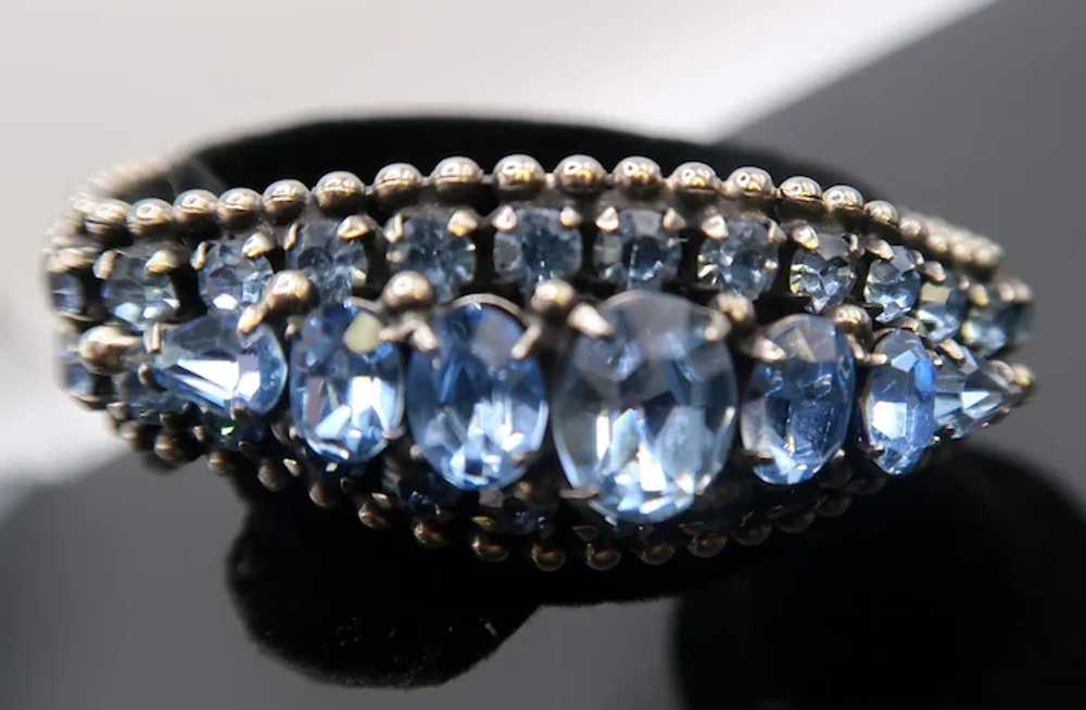 Exquisite Kramer of New York Blue Rhinestone Brac… - image 3