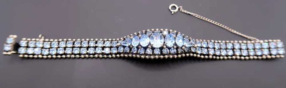 Exquisite Kramer of New York Blue Rhinestone Brac… - image 5