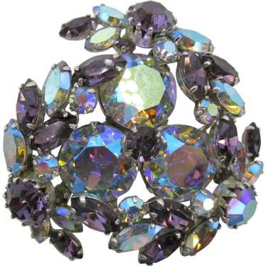 Sherman Pinwheel Purple Rhinestone AB Brooch