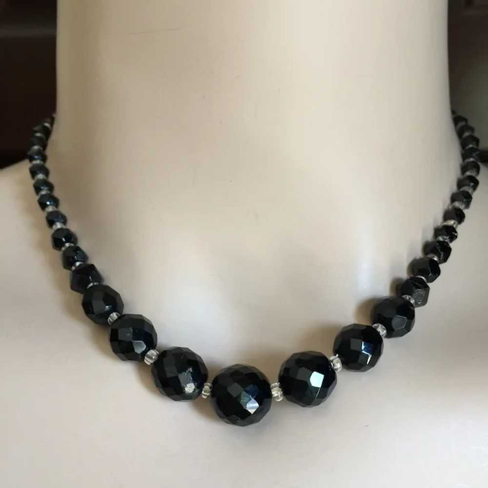 Authentic Art Deco Black Jet Glass Bead Necklace … - image 2