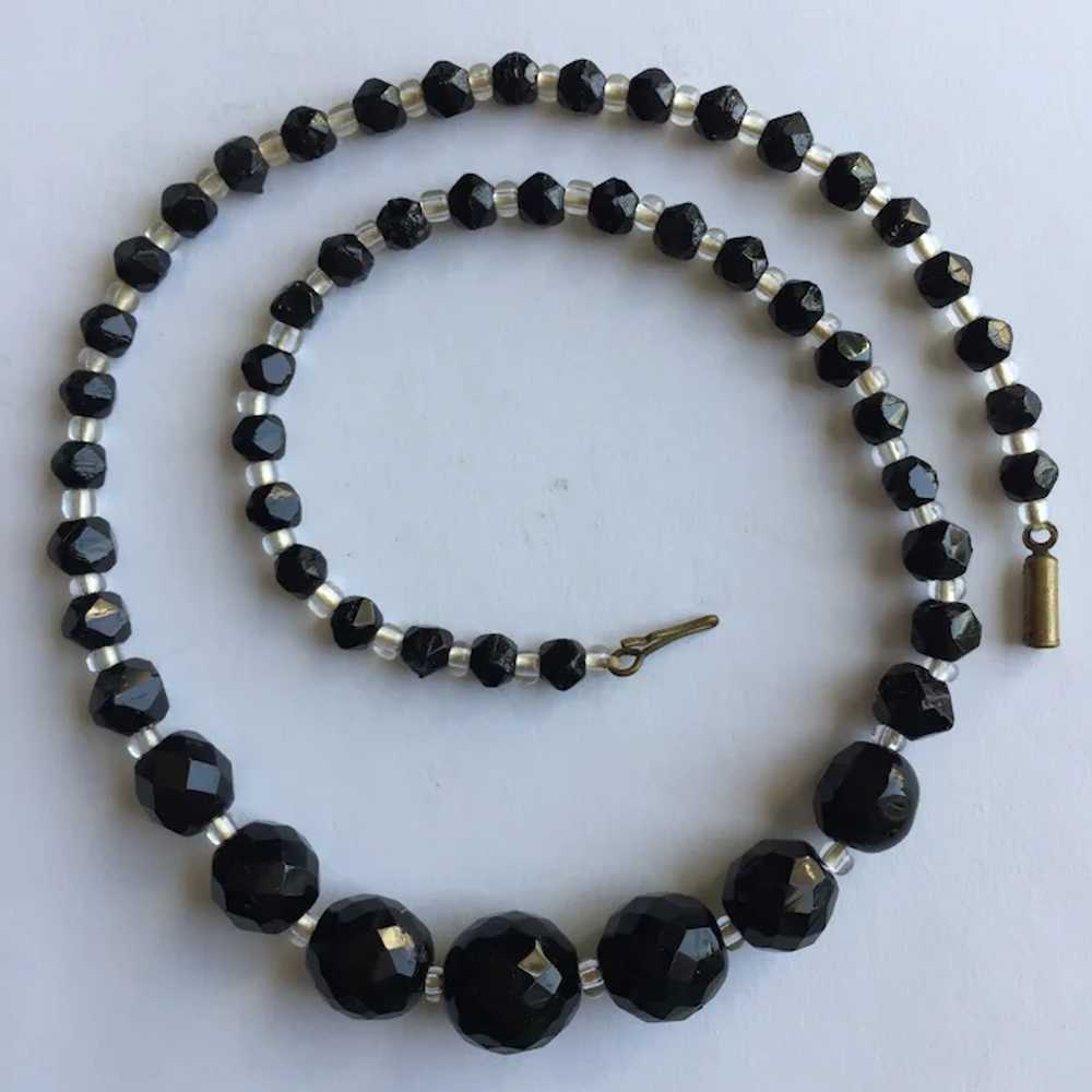 Authentic Art Deco Black Jet Glass Bead Necklace … - image 3