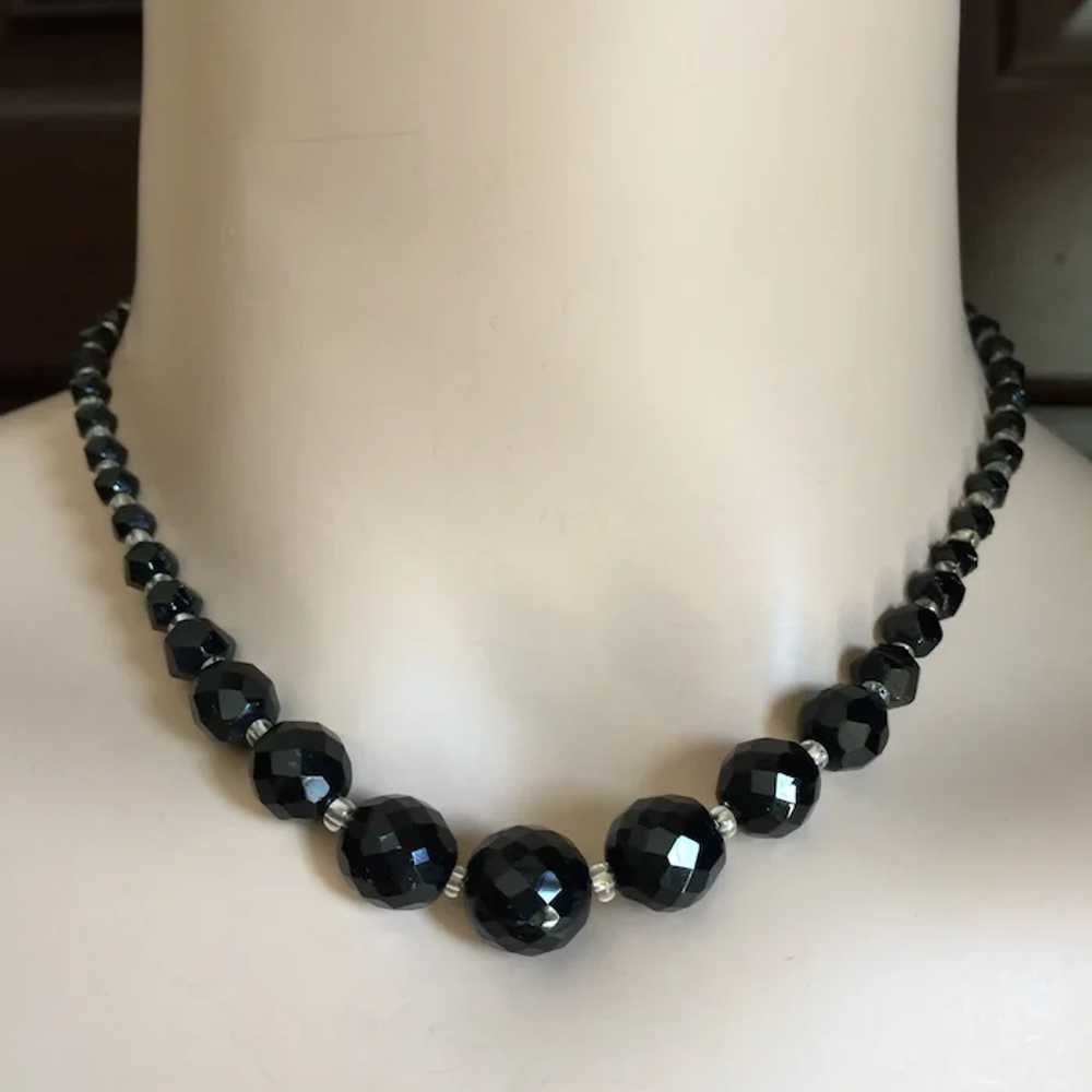 Authentic Art Deco Black Jet Glass Bead Necklace … - image 4
