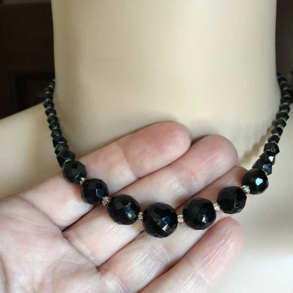 Authentic Art Deco Black Jet Glass Bead Necklace … - image 5