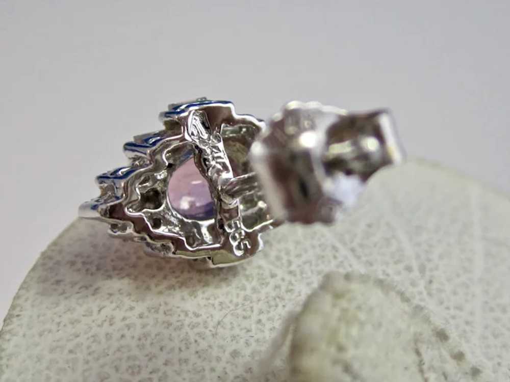 Vintage Estate Pink Sapphire Diamond Earrings 14K - image 6