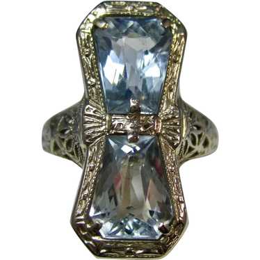 Antique Estate Art Deco Aquamarine Belais Ring 14K