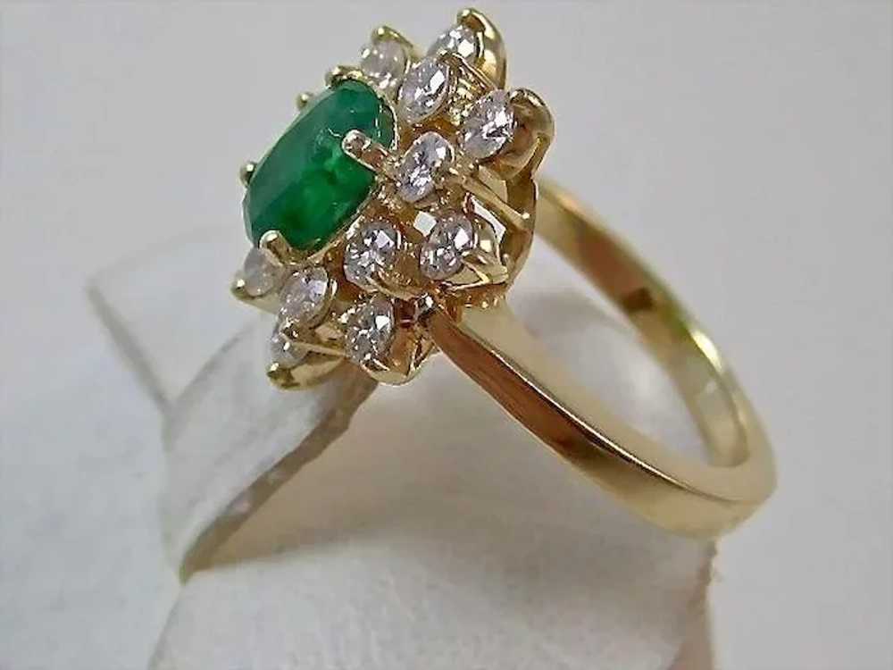 Estate Natural Emerald & Diamond Ring 14K - image 2