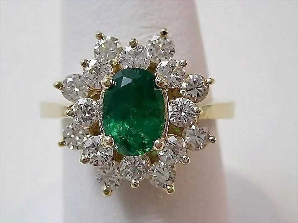 Estate Natural Emerald & Diamond Ring 14K - image 3