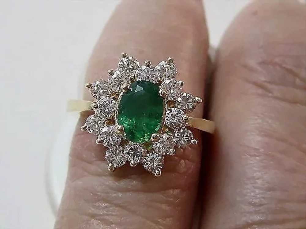 Estate Natural Emerald & Diamond Ring 14K - image 4