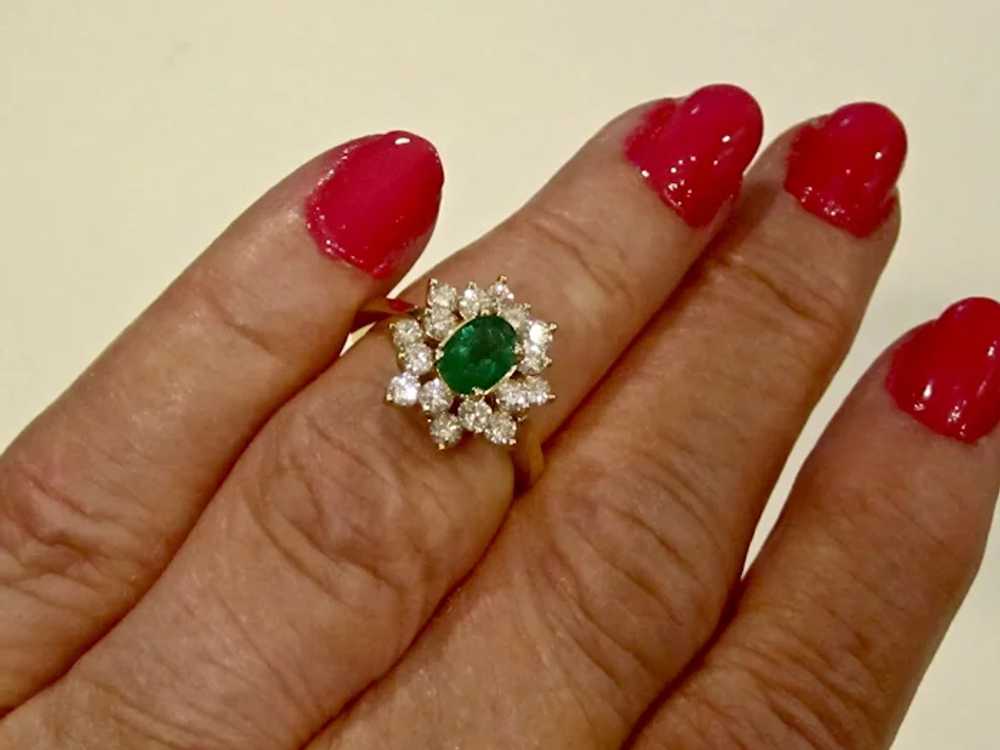 Estate Natural Emerald & Diamond Ring 14K - image 6