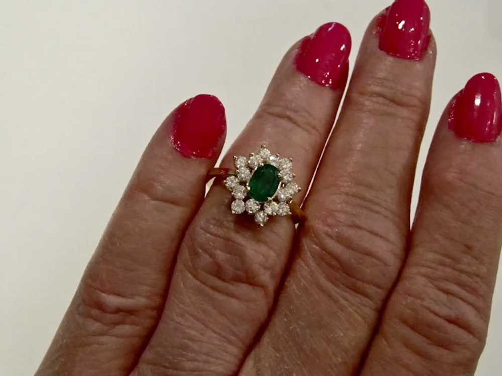 Estate Natural Emerald & Diamond Ring 14K - image 8