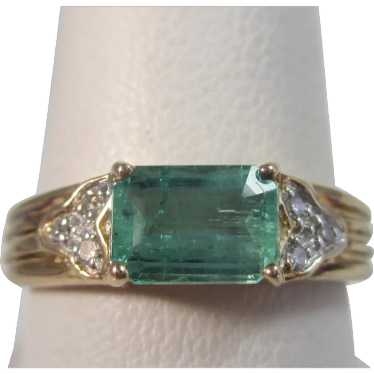 Vintage Estate Emerald Diamond Ring 14K