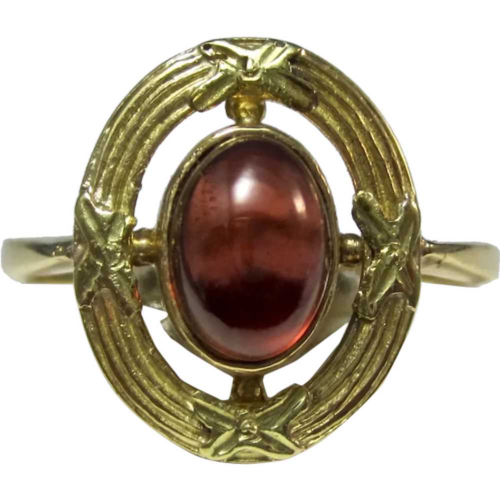 Antique Edwardian Garnet Ring 18K - image 1
