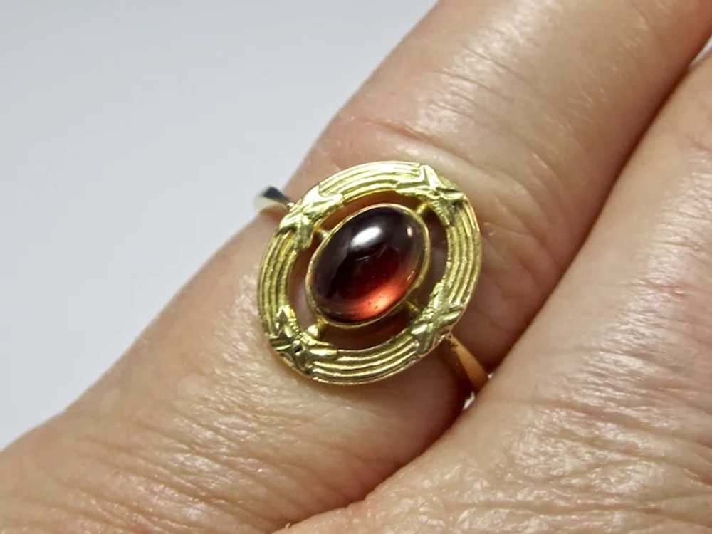 Antique Edwardian Garnet Ring 18K - image 3