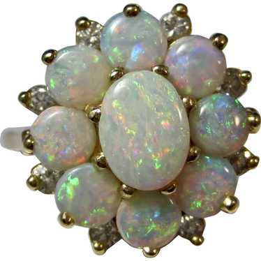 Estate Natural Opal & Diamond Ring 14K - image 1