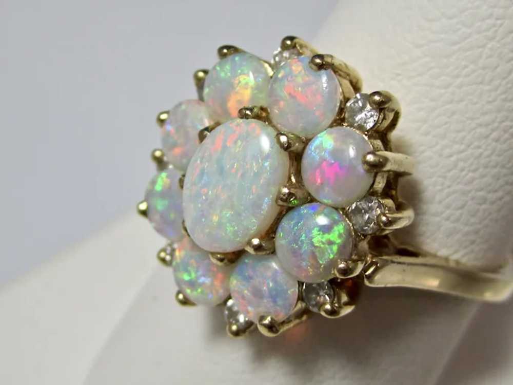 Estate Natural Opal & Diamond Ring 14K - image 2