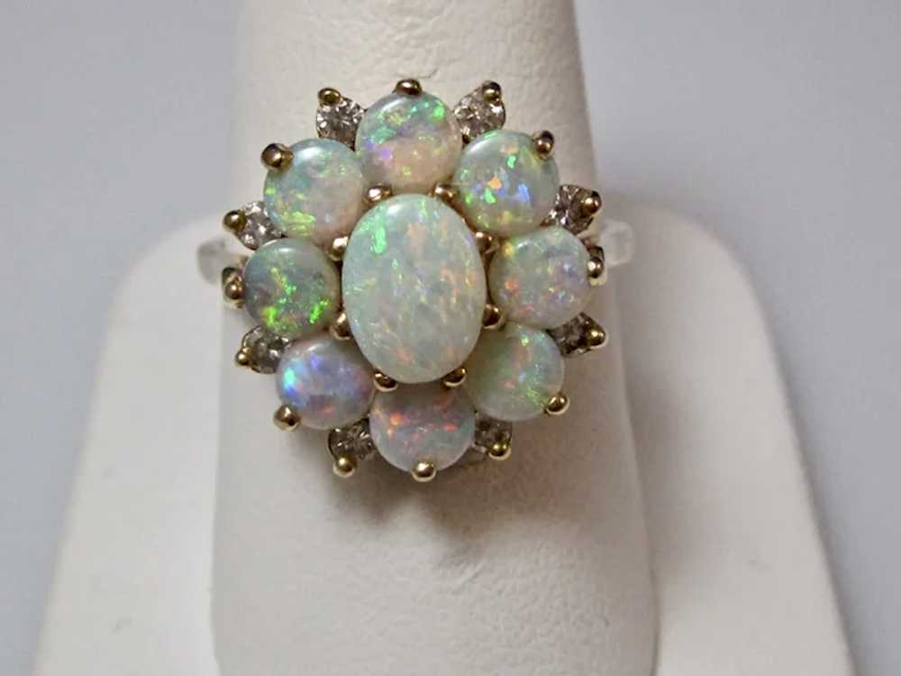 Estate Natural Opal & Diamond Ring 14K - image 8