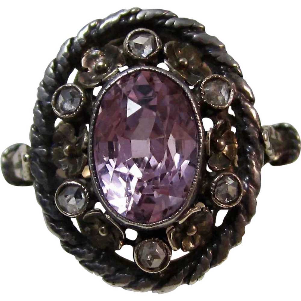 Antique Victorian Natural Purple Sapphire & Diamo… - image 1