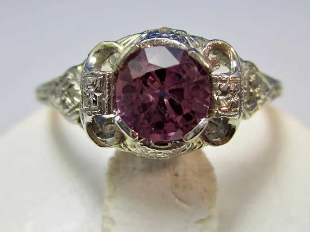 Vintage Estate Art Deco Pink Sapphire Ring 18K - image 10