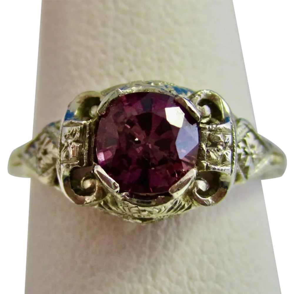 Vintage Estate Art Deco Pink Sapphire Ring 18K - image 1