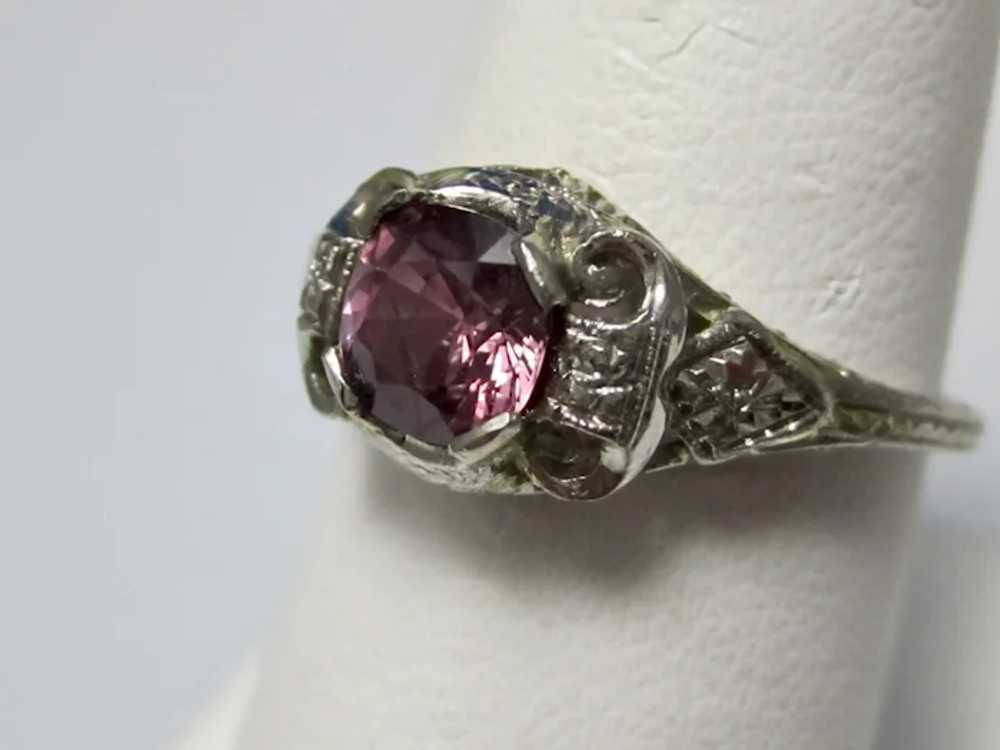 Vintage Estate Art Deco Pink Sapphire Ring 18K - image 3