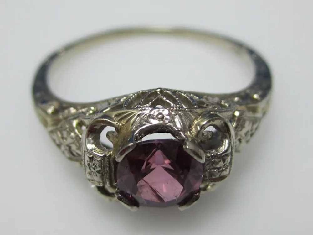 Vintage Estate Art Deco Pink Sapphire Ring 18K - image 5