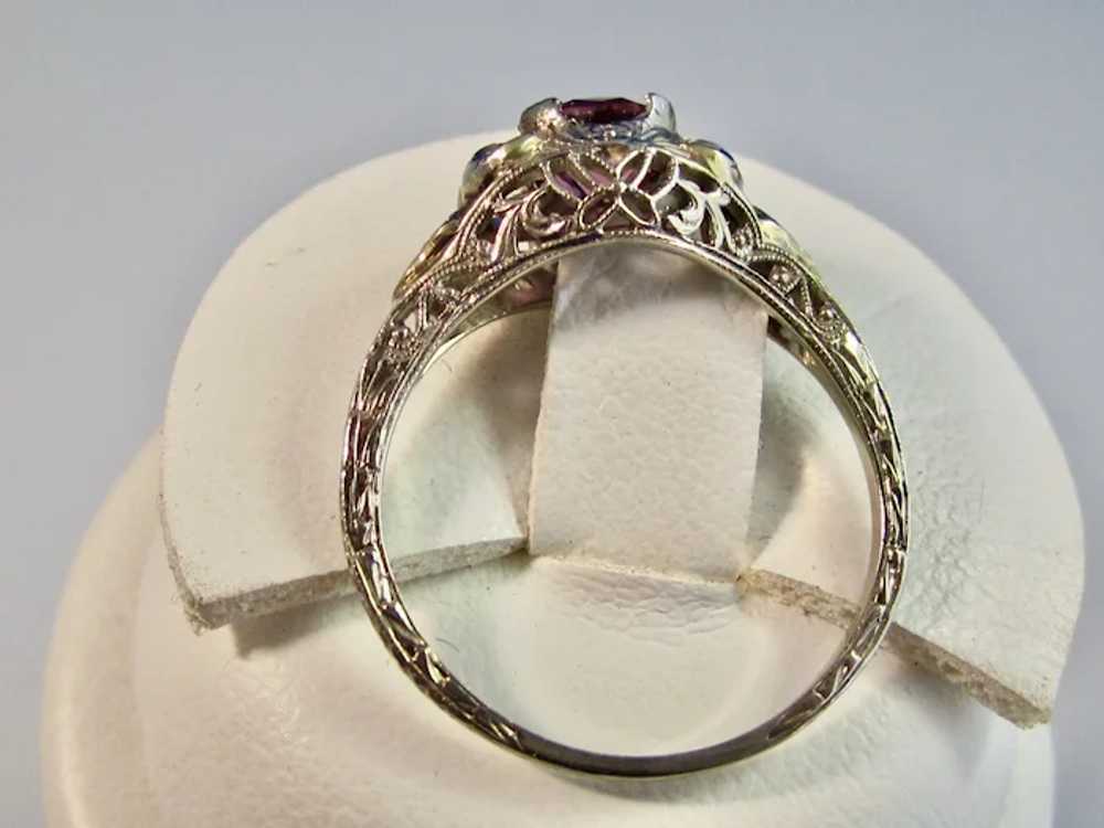 Vintage Estate Art Deco Pink Sapphire Ring 18K - image 8