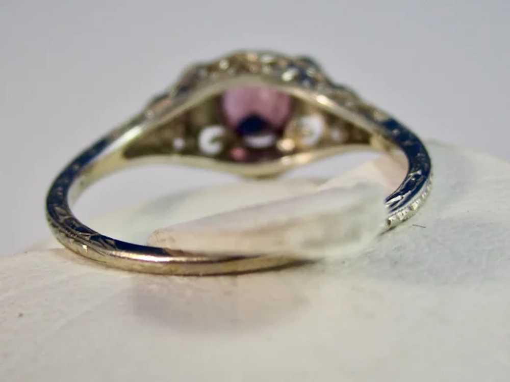 Vintage Estate Art Deco Pink Sapphire Ring 18K - image 9