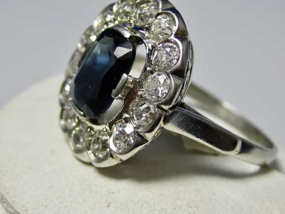 Antique Art Deco Sapphire & Diamond Ring Platinum - image 2
