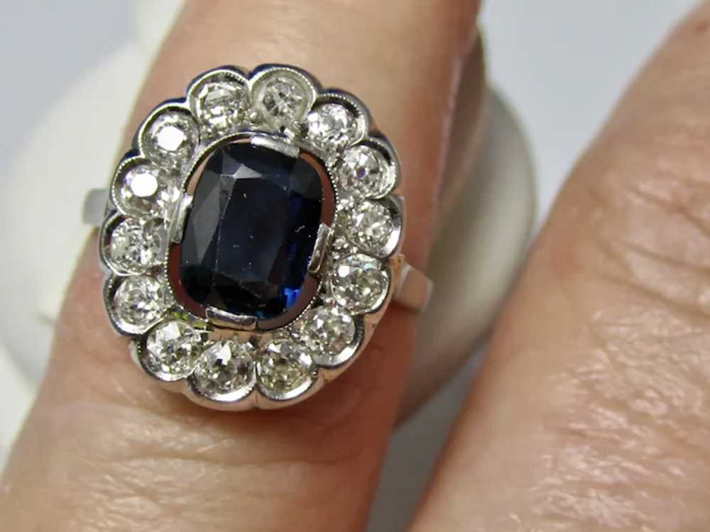 Antique Art Deco Sapphire & Diamond Ring Platinum - image 5